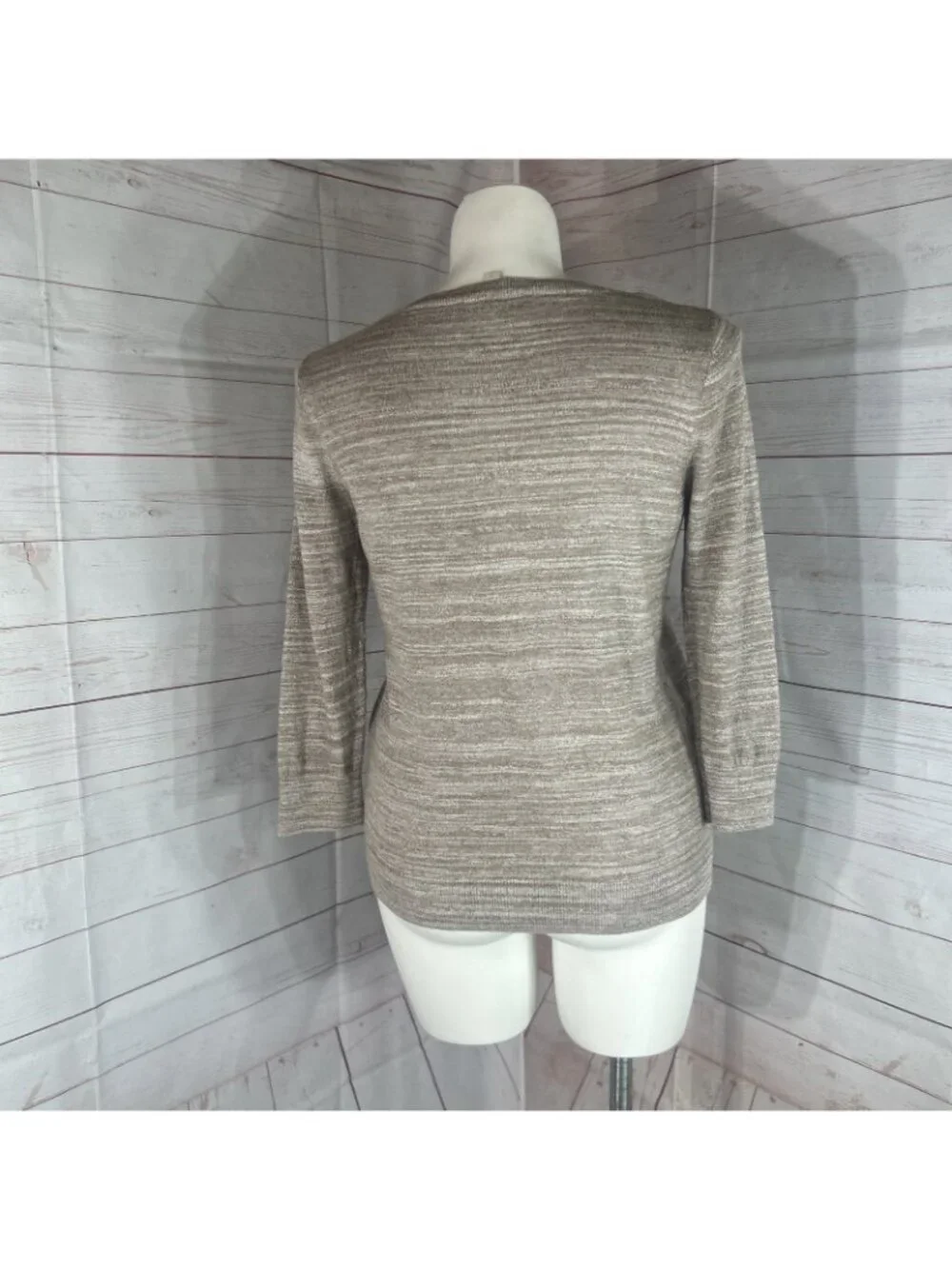 Loft Ann Taylor Women's Large Top Sweater Pullover 3/4 Sleeve Brown Round neck